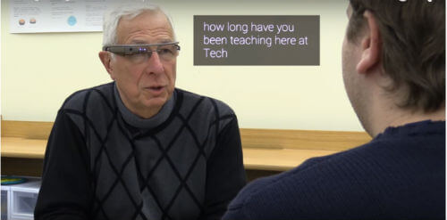 Google glassに文字が可視化されたイメージ