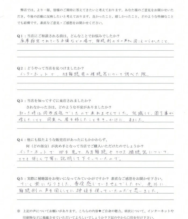 20代、女性。生まれつき片耳のみ感音性難聴の方、クロス補聴器にて改善。 20代、女性。生まれつき片耳のみ感音性難聴の方、クロス補聴器にて改善。