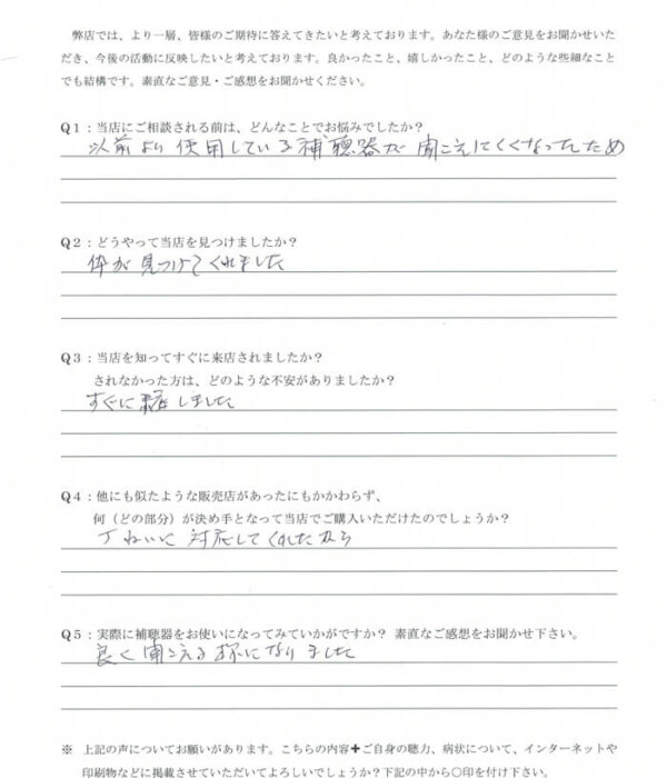 70代、男性。老人性難聴(加齢による難聴)の方、耳かけ形補聴器(標準BTE補聴器)にて改善。 70代、男性。老人性難聴(加齢による難聴)の方、耳かけ形補聴器(標準BTE補聴器)にて改善。