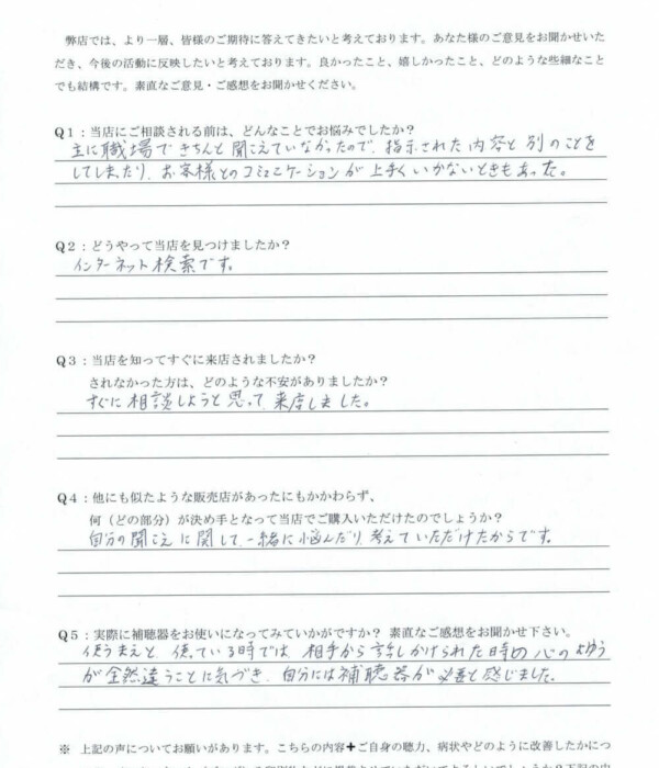 20代、男性。ムンプス難聴により、片耳失聴、もう片耳、軽度の難聴の方、バイクロス補聴器にて改善。 20代、男性。ムンプス難聴により、片耳失聴、もう片耳、軽度の難聴の方、バイクロス補聴器にて改善。