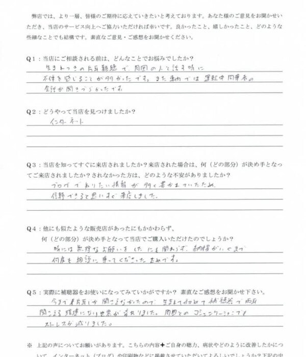 20代、女性。生まれつき片耳のみ感音性難聴(全く聞こえず)の方、クロス補聴器にて改善。 20代、女性。生まれつき片耳のみ感音性難聴(全く聞こえず)の方、クロス補聴器にて改善。